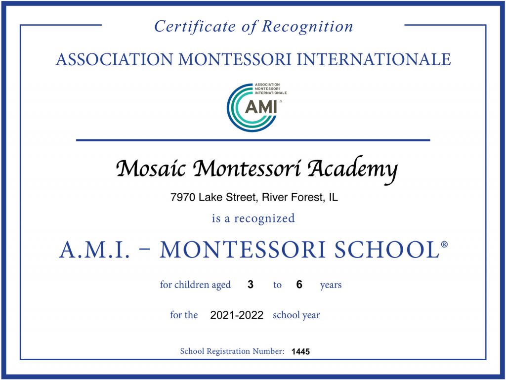A.M.I Certificate of Recognition: 2021-2022